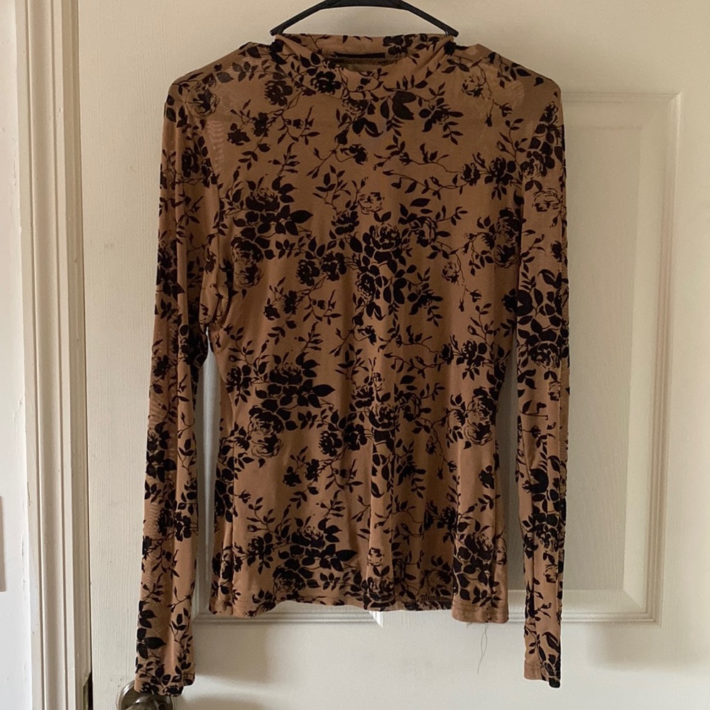 Sheer floral long sleeve blouse